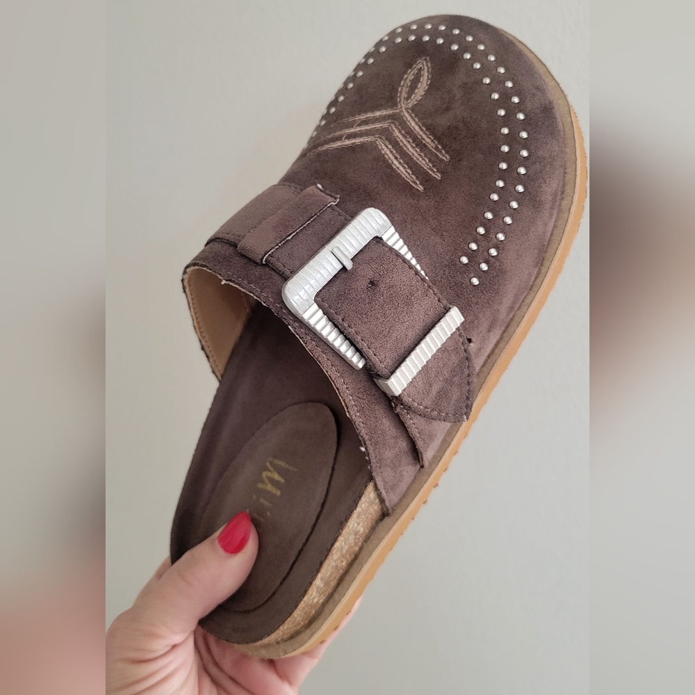 Buckle Detail Brown Mules Shoes BRAND NEW WITH BOX - Picture 3 of 8